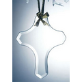 Beveled Jade Glass Ornament - Cross (Sandblasted)